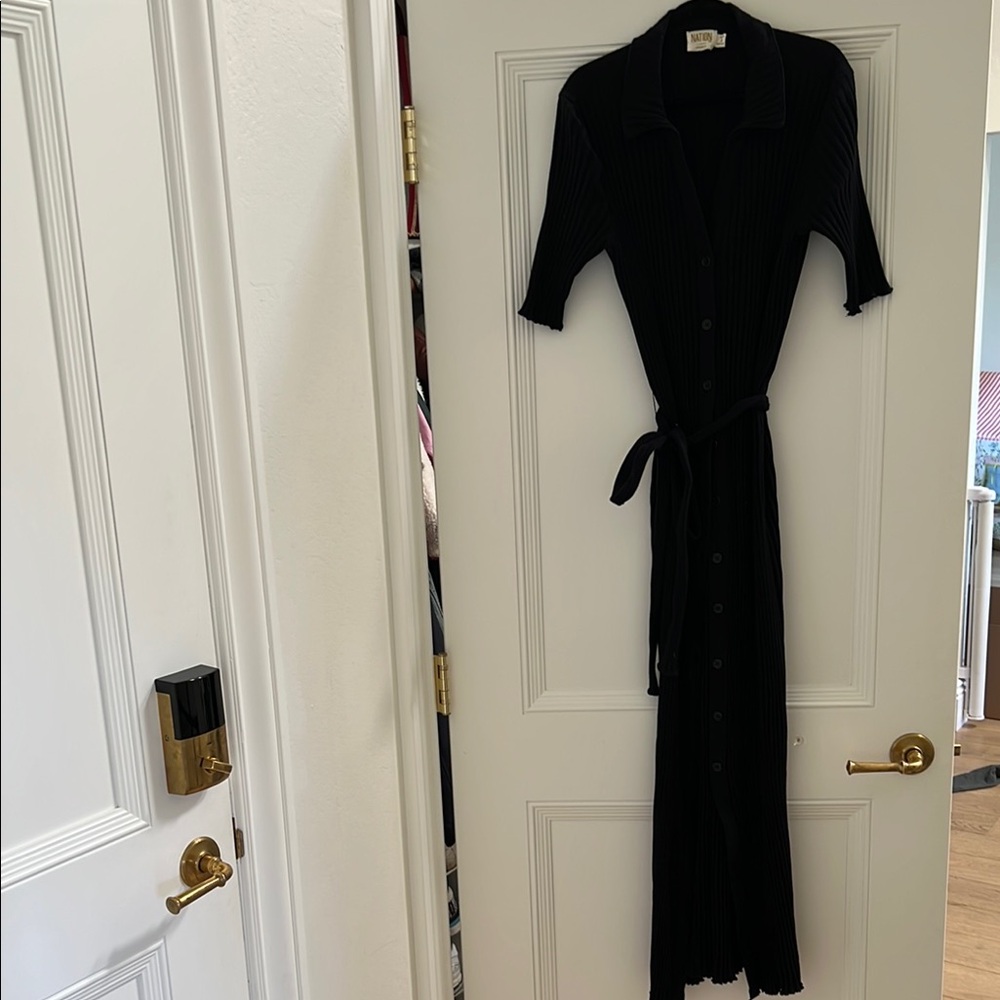 Nation LTD Black Ribbed Maxi/Midi Dress
